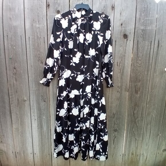 KARMI LABEL Dress Womens Size M Black Floral Print Halter Tie Waist New Slim New - Picture 1 of 15